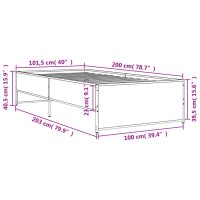 vidaXL Sängram rökfärgad ek 100x200 cm konstruerat trä och metall - Bild 9