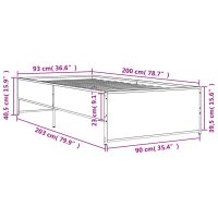 vidaXL Sängram sonoma-ek 90x200 cm konstruerat trä och metall - Bild 9