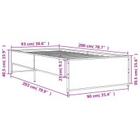 vidaXL Sängram rökfärgad ek 90x200 cm konstruerat trä och metall - Bild 9