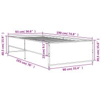 vidaXL Sängram sonoma-ek 90x190 cm konstruerat trä och metall - Bild 9