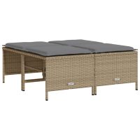 vidaXL Soffgrupp för trädgården med dynor 5 delar beige konstrotting - Bild 4