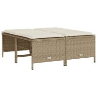 vidaXL Soffgrupp för trädgården med dynor 5 delar beige konstrotting - Bild 4