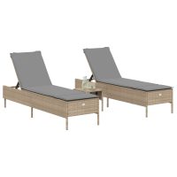 vidaXL Solsängar med dynor 2 st beige konstrotting - Bild 3