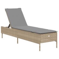 vidaXL Solsängar med dynor 2 st beige konstrotting - Bild 4