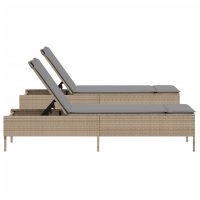 vidaXL Solsängar med dynor 2 st beige konstrotting - Bild 6