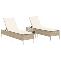 vidaXL Solsängar med dynor 2 st beige konstrotting - Bild 3