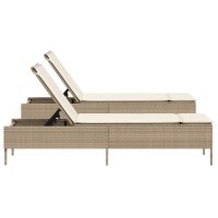 vidaXL Solsängar med dynor 2 st beige konstrotting - Bild 6