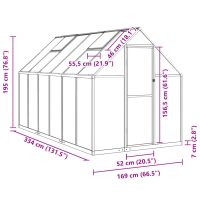 vidaXL Växthus med ram antracit 334x169x195 cm aluminium - Bild 10