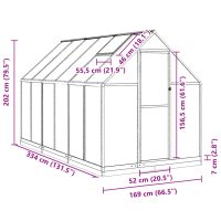 vidaXL Växthus med ram silver 334x169x202 cm aluminium - Bild 10