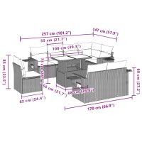 vidaXL Soffgrupp för trädgården med dynor 9 delar beige konstrotting - Bild 11