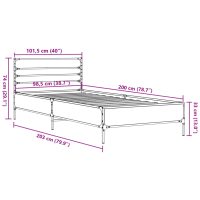 vidaXL Sängram rökfärgad ek 100x200 cm konstruerat trä och metall - Bild 9