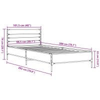 vidaXL Sängram brun ek 100x200 cm konstruerat trä och metall - Bild 9