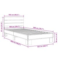 vidaXL Sängram rökfärgad ek 100x200 cm konstruerat trä och metall - Bild 9