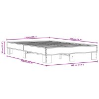 vidaXL Sängram sonoma-ek 140x200 cm konstruerad trä och metall - Bild 9