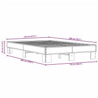 vidaXL Sängram brun ek 120x200 cm konstruerat trä och metall - Bild 9