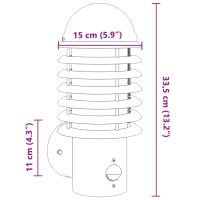 vidaXL Utomhusvägglampa med sensor silver rostfritt stål - Bild 7