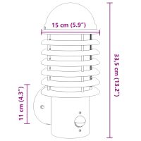 vidaXL Utomhusvägglampa med sensor svart rostfritt stål - Bild 7