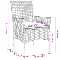 vidaXL Bistrogrupp med dynor 3 delar grå konstrotting och glas - Bild 8