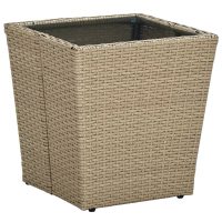 vidaXL Bistrogrupp med dynor 3 delar beige konstrotting och glas - Bild 4