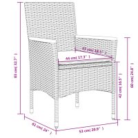 vidaXL Bistrogrupp med dynor 3 delar svart konstrotting och glas - Bild 8