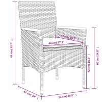 vidaXL Bistrogrupp med dynor 3 delar svart konstrotting och glas - Bild 8