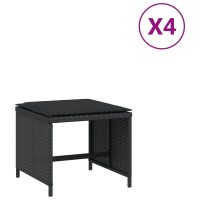 vidaXL Trädgårdspallar med dynor 4 st svart 40x40x35 cm konstrotting - Bild 2