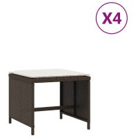 vidaXL Trädgårdspallar med dynor 4 st brun 40x40x35 cm konstrotting - Bild 2