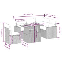 vidaXL Soffgrupp för trädgården med dynor 6 delar beige konstrotting - Bild 3