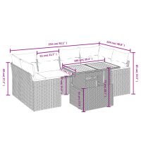 vidaXL Soffgrupp för trädgården med dynor 7 delar grå konstrotting - Bild 3