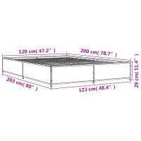 vidaXL Sängram sonoma-ek 120x200 cm konstruerad trä och metall - Bild 9