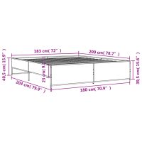 vidaXL Sängram brun ek 180x200 cm konstruerat trä och metall - Bild 9