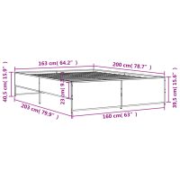 vidaXL Sängram brun ek 160x200 cm konstruerat trä och metall - Bild 9