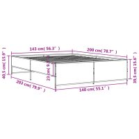 vidaXL Sängram sonoma-ek 140x200 cm konstruerad trä och metall - Bild 9