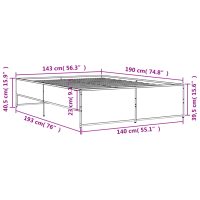 vidaXL Sängram svart 140x190 cm konstruerat trä och metall - Bild 9