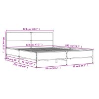 vidaXL Sängram brun ek 120x200 cm konstruerat trä och metall - Bild 9