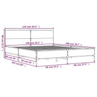 vidaXL Sängram sonoma-ek 140x200 cm konstruerad trä och metall - Bild 9