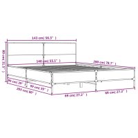 vidaXL Sängram rökfärgad ek 140x200 cm konstruerad trä och metall - Bild 9