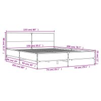 vidaXL Sängram svart 150x200 cm konstruerat trä och metall - Bild 9