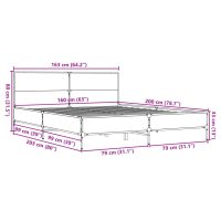 vidaXL Sängram brun ek 160x200 cm konstruerat trä och metall - Bild 9