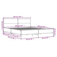 vidaXL Sängram sonoma-ek 200x200 cm konstruerat trä och metall - Bild 9