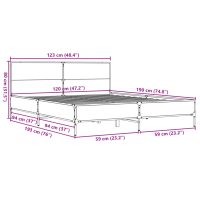 vidaXL Sängram rökfärgad ek 120x190 cm konstruerat trä och metall - Bild 9