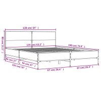 vidaXL Sängram sonoma-ek 135x190 cm konstruerat trä och metall - Bild 9