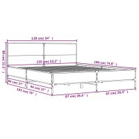 vidaXL Sängram brun ek 135x190 cm konstruerat trä och metall - Bild 9