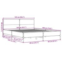 vidaXL Sängram svart 140x190 cm konstruerat trä och metall - Bild 9