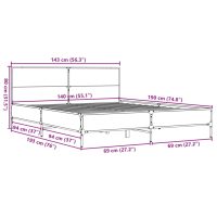 vidaXL Sängram sonoma-ek 140x190 cm konstruerat trä och metall - Bild 9