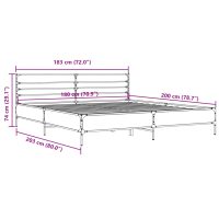 vidaXL Sängram sonoma-ek 180x200 cm konstruerat trä och metall - Bild 9