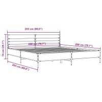 vidaXL Sängram sonoma-ek 200x200 cm konstruerat trä och metall - Bild 9