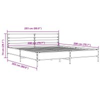 vidaXL Sängram rökfärgad ek 200x200 cm konstruerat trä och metall - Bild 9