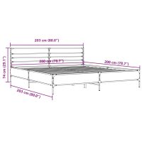 vidaXL Sängram grå sonoma 200x200 cm konstruerat trä och metall - Bild 9