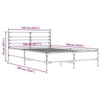 vidaXL Sängram rökfärgad ek 140x190 cm konstruerat trä och metall - Bild 9